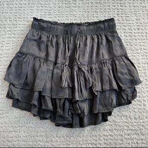 aerie Black Tiered Ruffle Mini Skirt